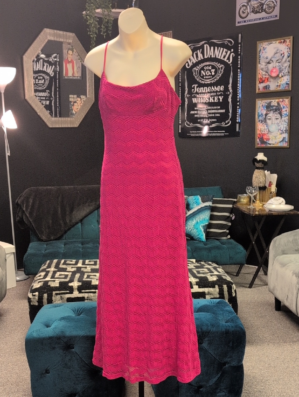 Bardot Fuchsia Spaghetti-Strap Maxi Dress